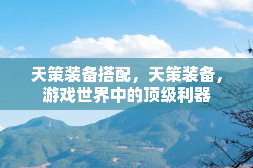 天策装备搭配，天策装备，游戏世界中的顶级利器