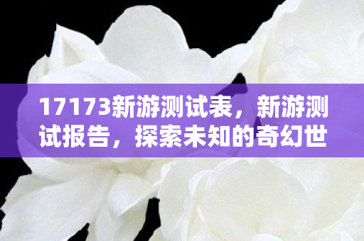 17173新游测试表，新游测试报告，探索未知的奇幻世界