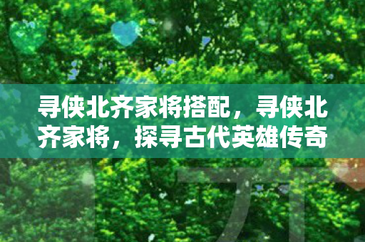 寻侠北齐家将搭配，寻侠北齐家将，探寻古代英雄传奇的壮丽篇章