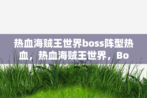 热血海贼王世界boss阵型热血，热血海贼王世界，Boss阵型的奥秘与探索