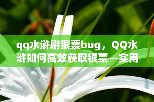 qq水浒刷银票bug，QQ水浒如何高效获取银票—实用攻略分享