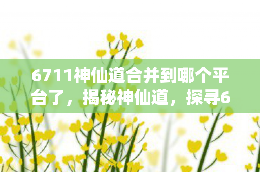 6711神仙道合并到哪个平台了，揭秘神仙道，探寻6711世界的奇幻之旅
