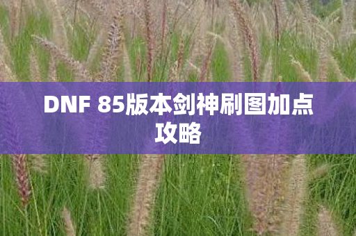 DNF 85版本剑神刷图加点攻略