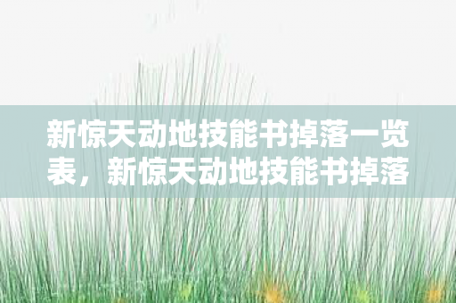 新惊天动地技能书掉落一览表，新惊天动地技能书掉落详解