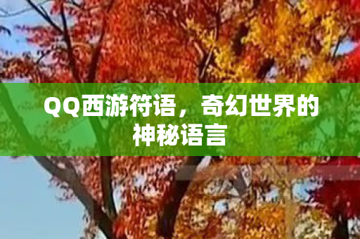 QQ西游符语，奇幻世界的神秘语言