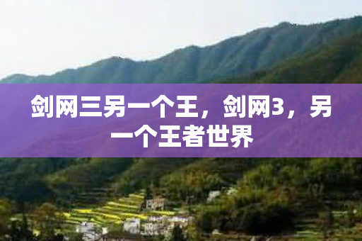 剑网三另一个王，剑网3，另一个王者世界
