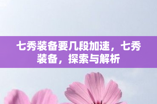 七秀装备要几段加速，七秀装备，探索与解析