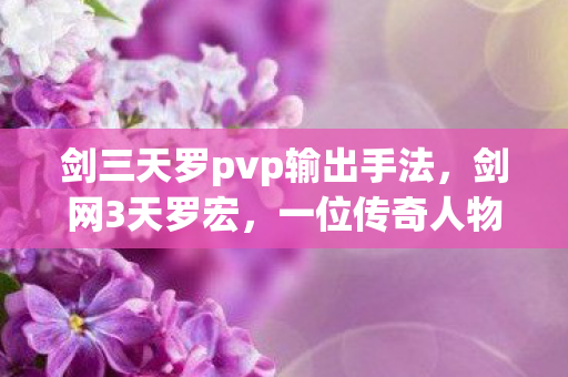 剑三天罗pvp输出手法，剑网3天罗宏，一位传奇人物的故事