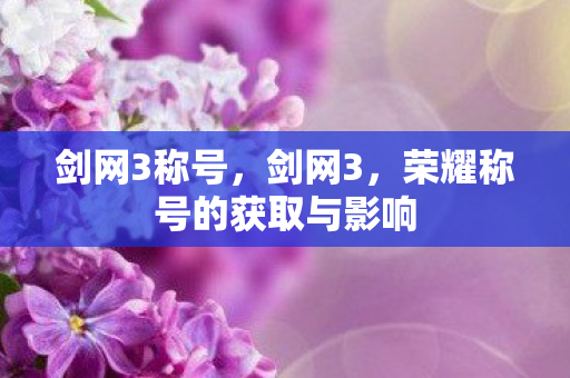 剑网3称号，剑网3，荣耀称号的获取与影响