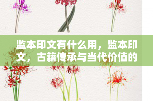 监本印文有什么用，监本印文，古籍传承与当代价值的探索