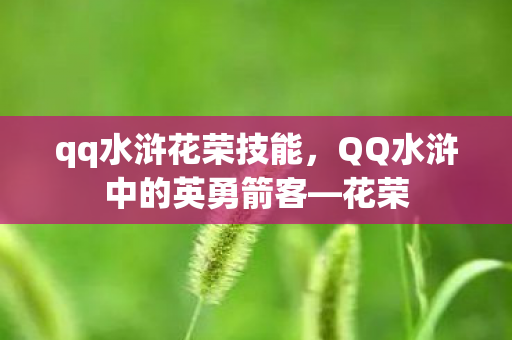 qq水浒花荣技能，QQ水浒中的英勇箭客—花荣