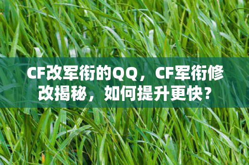CF改军衔的QQ，CF军衔修改揭秘，如何提升更快？