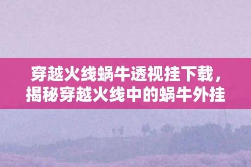 穿越火线蜗牛透视挂下载，揭秘穿越火线中的蜗牛外挂真相
