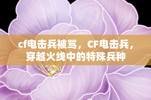 cf电击兵被骂，CF电击兵，穿越火线中的特殊兵种