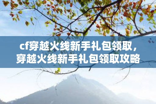 cf穿越火线新手礼包领取，穿越火线新手礼包领取攻略