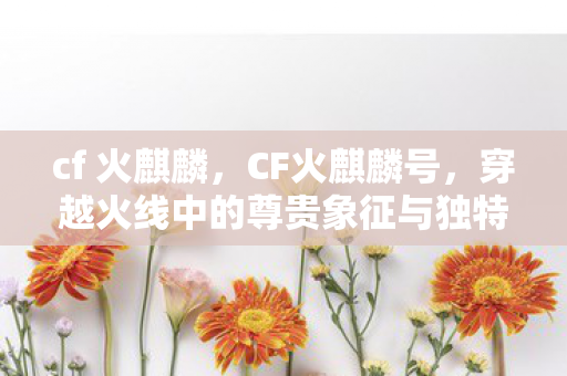 cf 火麒麟，CF火麒麟号，穿越火线中的尊贵象征与独特体验