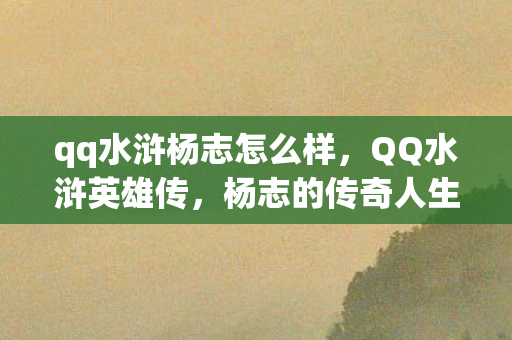 qq水浒杨志怎么样，QQ水浒英雄传，杨志的传奇人生