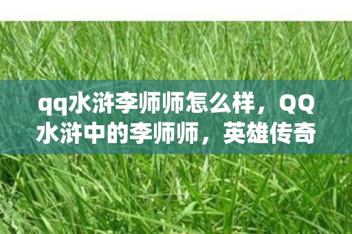 qq水浒李师师怎么样，QQ水浒中的李师师，英雄传奇的魅力之星