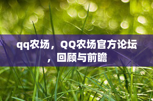 qq农场，QQ农场官方论坛，回顾与前瞻