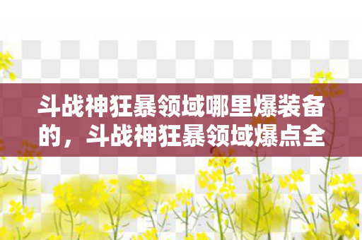 斗战神狂暴领域哪里爆装备的，斗战神狂暴领域爆点全解析