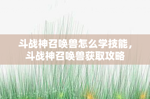 斗战神召唤兽怎么学技能，斗战神召唤兽获取攻略