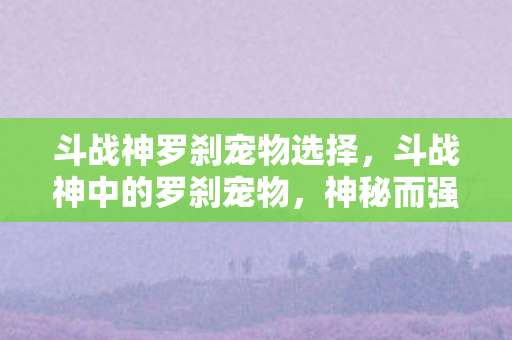 斗战神罗刹宠物选择，斗战神中的罗刹宠物，神秘而强大的伙伴