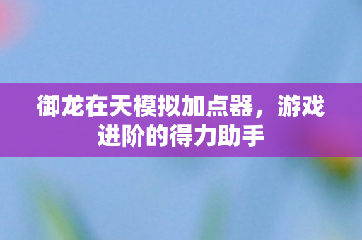 御龙在天模拟加点器，游戏进阶的得力助手