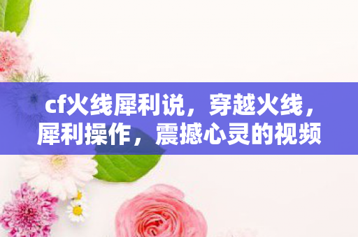 cf火线犀利说，穿越火线，犀利操作，震撼心灵的视频盛宴