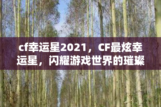 cf幸运星2021，CF最炫幸运星，闪耀游戏世界的璀璨明珠