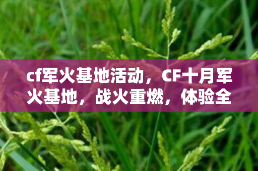 cf军火基地活动，CF十月军火基地，战火重燃，体验全新战场