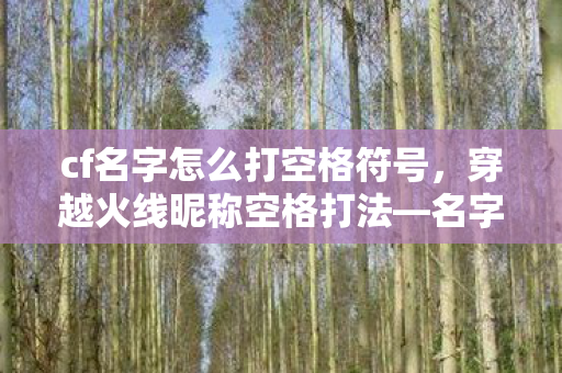 cf名字怎么打空格符号，穿越火线昵称空格打法—名字中的艺术留白