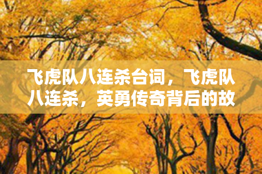 飞虎队八连杀台词，飞虎队八连杀，英勇传奇背后的故事
