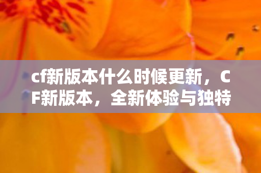 cf新版本什么时候更新，CF新版本，全新体验与独特玩法