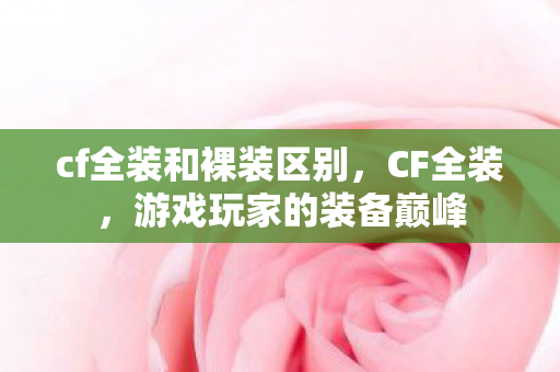 cf全装和裸装区别，CF全装，游戏玩家的装备巅峰