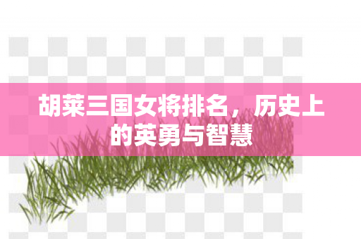 胡莱三国女将排名，历史上的英勇与智慧