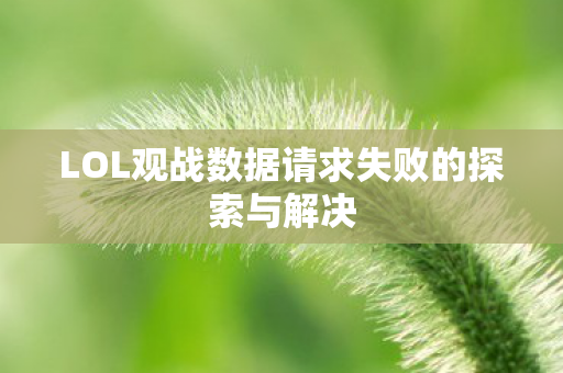 LOL观战数据请求失败的探索与解决
