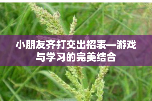 小朋友齐打交出招表—游戏与学习的完美结合