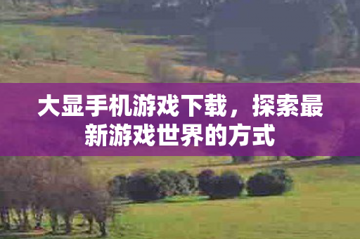 大显手机游戏下载，探索最新游戏世界的方式