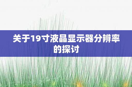 关于19寸液晶显示器分辨率的探讨