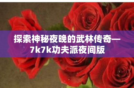 探索神秘夜晚的武林传奇—7k7k功夫派夜间版