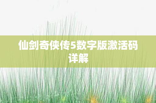 仙剑奇侠传5数字版激活码详解