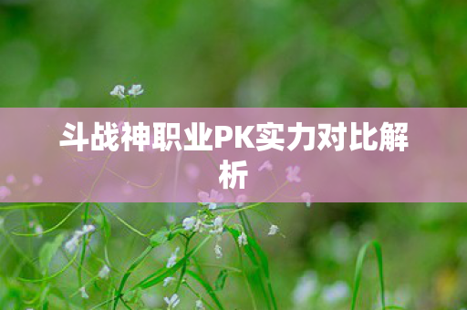 斗战神职业PK实力对比解析