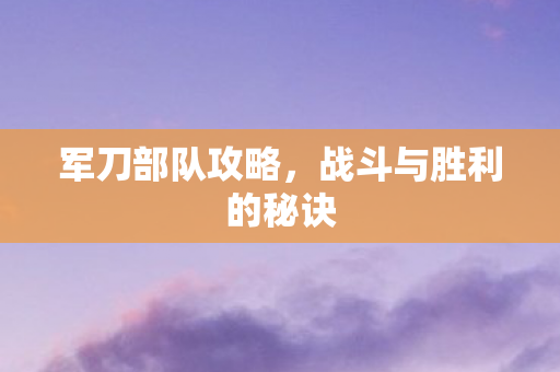 军刀部队攻略，战斗与胜利的秘诀