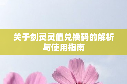 关于剑灵灵值兑换码的解析与使用指南