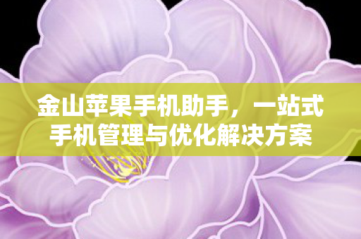 金山苹果手机助手，一站式手机管理与优化解决方案