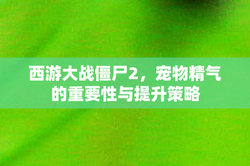 西游大战僵尸2，宠物精气的重要性与提升策略