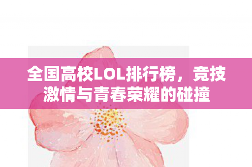 全国高校LOL排行榜，竞技激情与青春荣耀的碰撞
