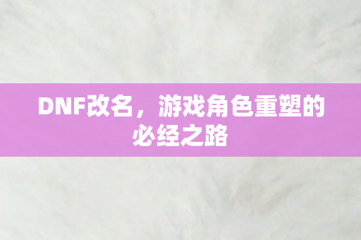 DNF改名，游戏角色重塑的必经之路