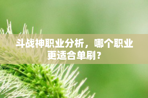 斗战神职业分析，哪个职业更适合单刷？