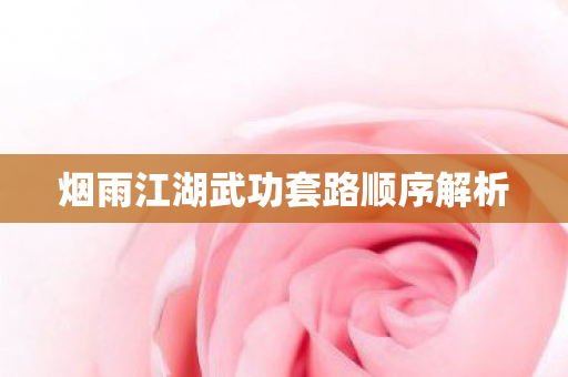 烟雨江湖武功套路顺序解析